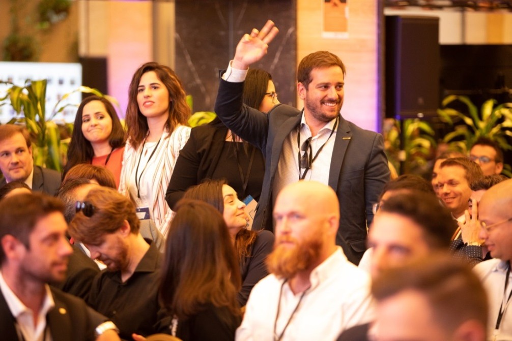 Entrepreneur delivering pitch